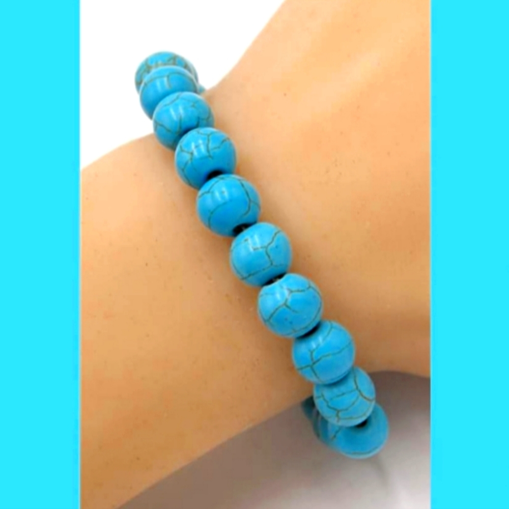 Turquoise Bead Stretch Bracelet